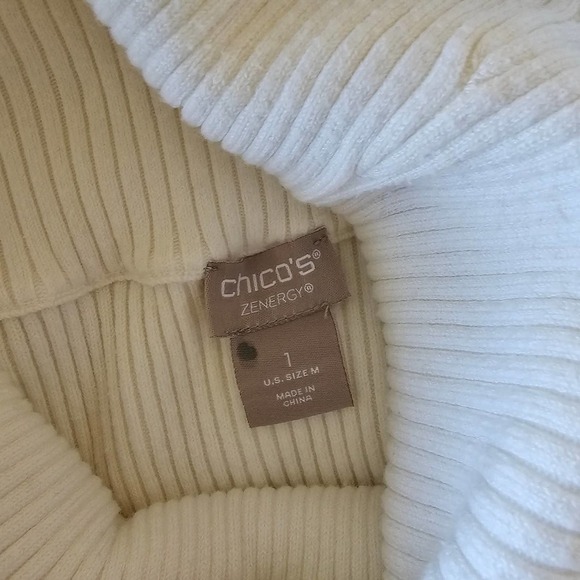 Chicos Zenergy Cashmere Blend Mockneck Sweater Ivory M - Picture 5 of 11